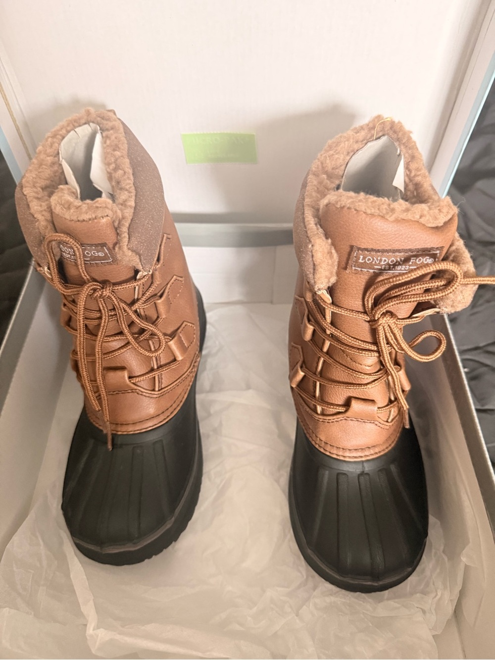 London Fog Brown Faux Fur Lined Duck Boots